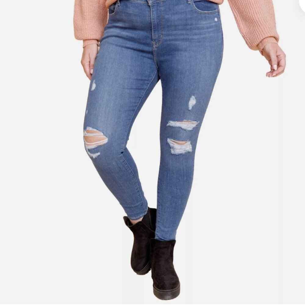 Levis Plus Size Super Skinny Jeans Womens 720 High-Rise Zip Fly Stretch Denim